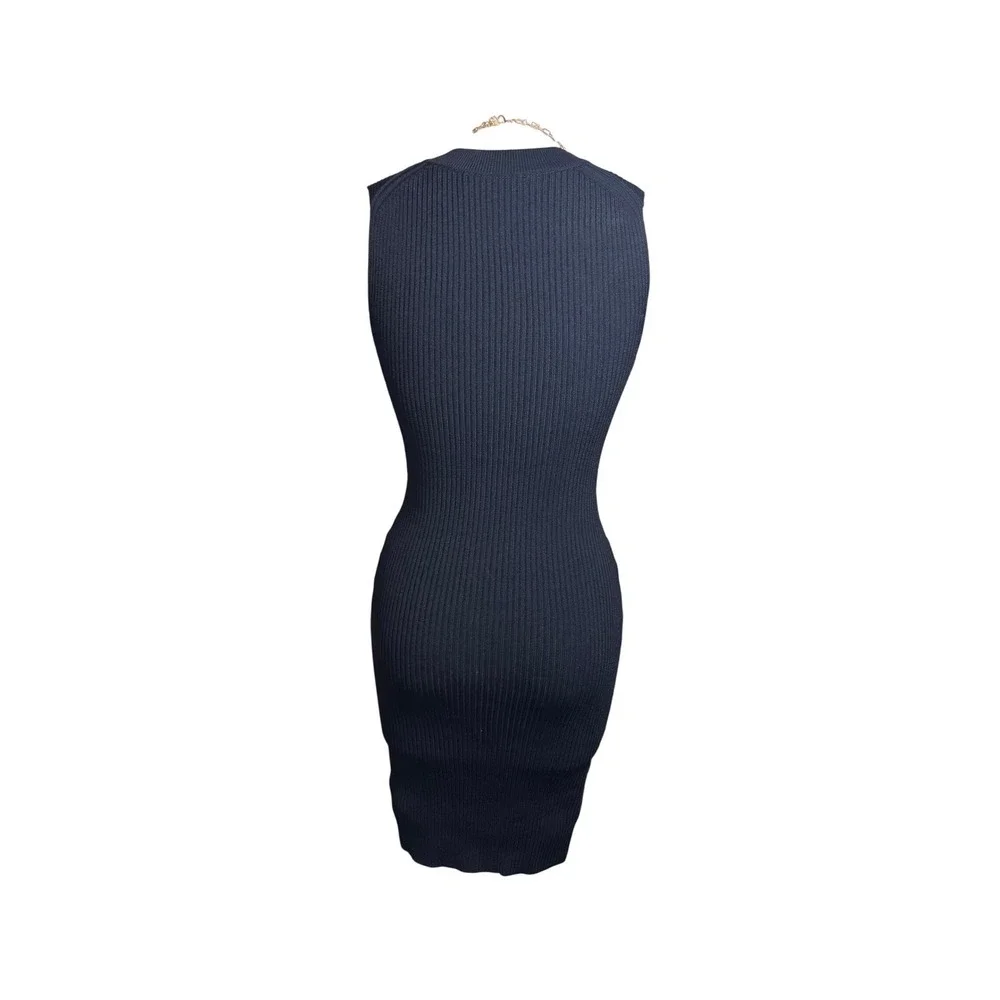 Lace Up Grommet Michael Kors Ribbed Knit Sheath Dress XS Black